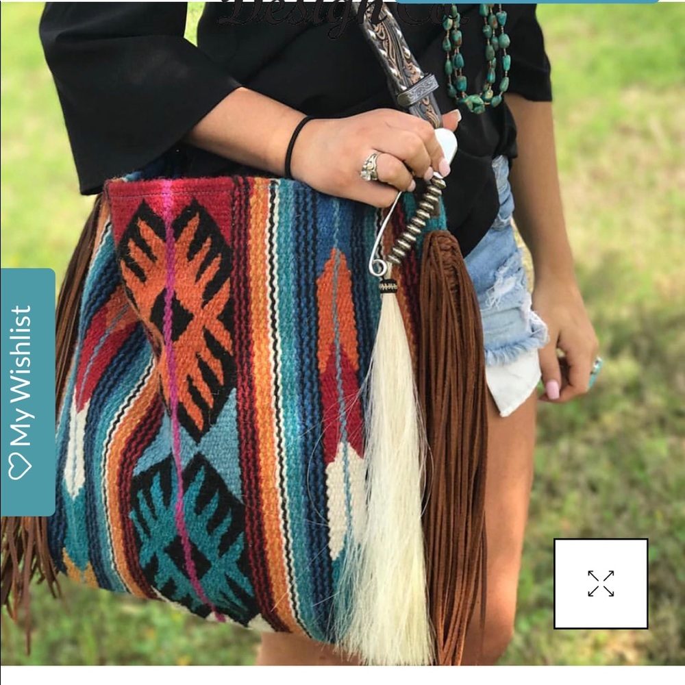 Colorful Southwestern Shoulder Bag with Fringe
